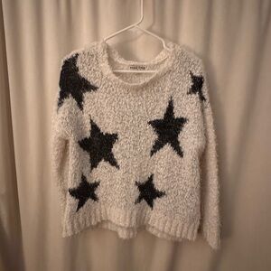 Moral Fiber White Sweater with Black Stars